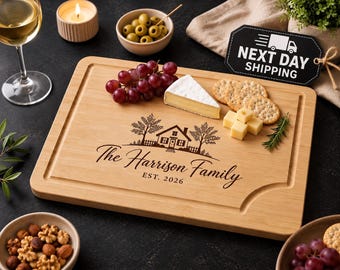 Personalized Bamboo Cutting Board, Custom Engraved Charcuterie Board, Wedding Gift