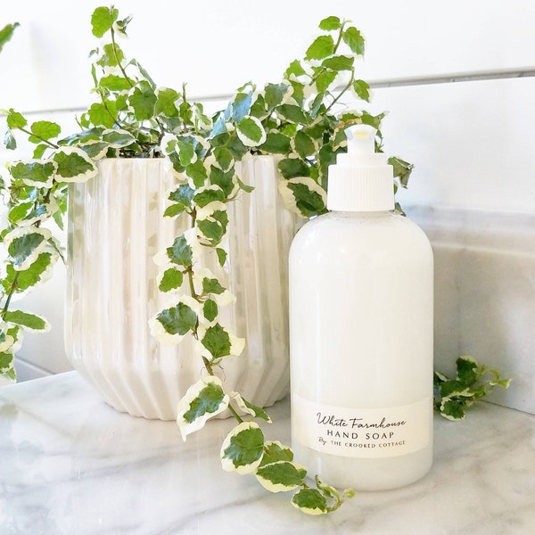 White Farmhouse Hand Soap • Sulfate and Paraben Free • Spring Hand Soap • Liquid Hand Soap