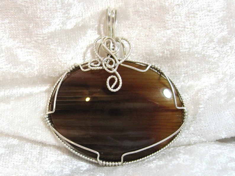 40x30 Petrified Wood Pendant Large Solid 935 Sterling Silver Etsy
