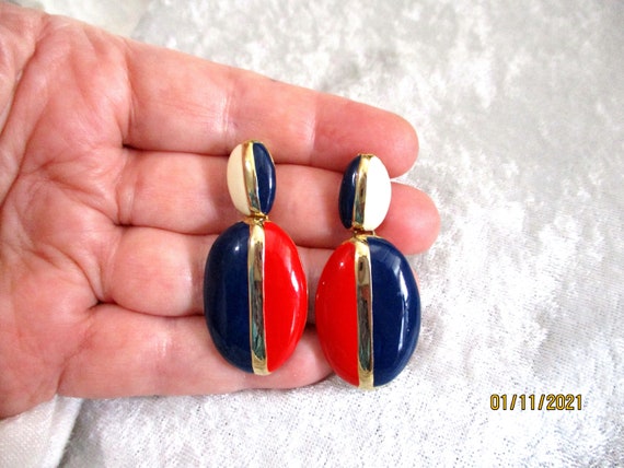 Vintage Red Earrings, White Earrings, Blue Earrin… - image 6