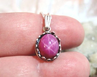 10x8 Star Ruby Pendant (Lab created) 3 ct. Gallery 925 Solid Sterling Silver