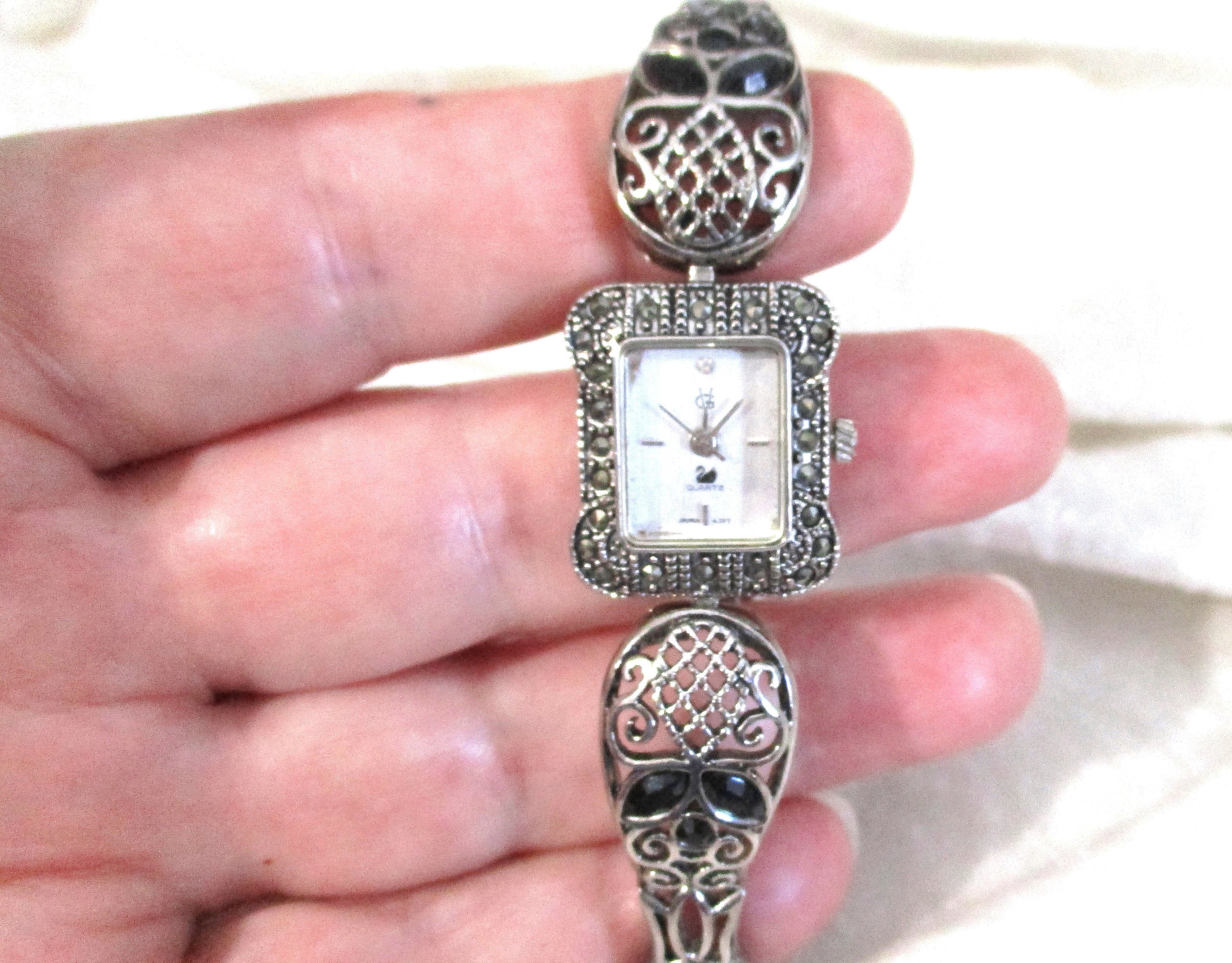 Vintage Marcasite Watch Vintage Black Onyx Watch Dee Etsy