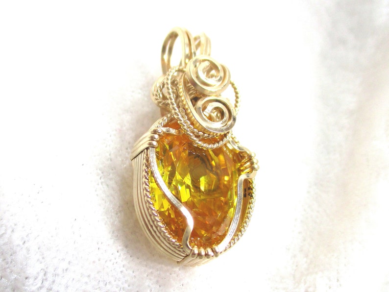Citrine Pendant Lab Cz Yellow Stone 14 5x11 5 Kt Gold Filled 20