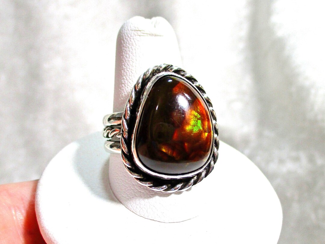 Unisex Mens Fire Agate Ring Brown Ring Brown Stone Ring Etsy