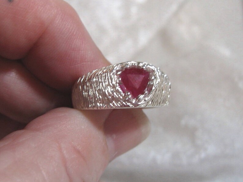 6mm Mens Genuine Ruby Ring Mens Ruby Trillion Ring Mens Ruby | Etsy