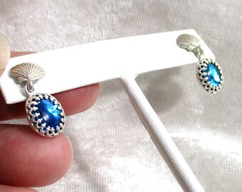 10x8 Abalone Earrings, Blue Paua Shell Earrings, Abalone Stud Earrings, Blue Earrings, Blue Shell Earrings 925 Sterling Silver