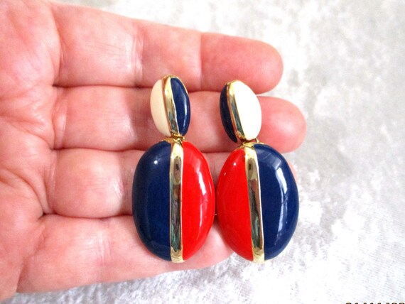 Vintage Red Earrings, White Earrings, Blue Earrin… - image 3