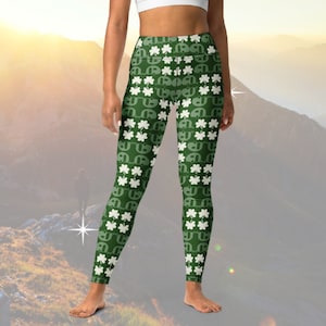 Green Shamrock Camper Yoga Everyday Leggings