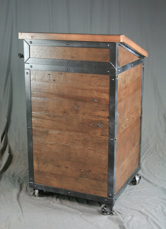 Industrial Reclaimed Wood Host Stand Reclaimed Wood Steel Etsy