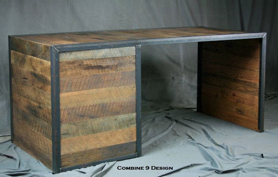 Reclaimed Wood Desk With File Cabinet Drawers Reclaimed Wood Desk With File Cabinet, Antique Wood Desk Cabinet