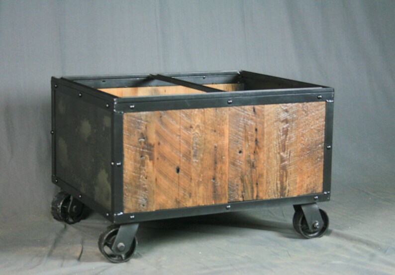 Reclaimed Wood Industrial File Cart Rolling Vintage Reclaimed Wood Industrial File Cart