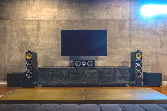 Steel Credenza Industrial Media Console Mid Century Modern Etsy