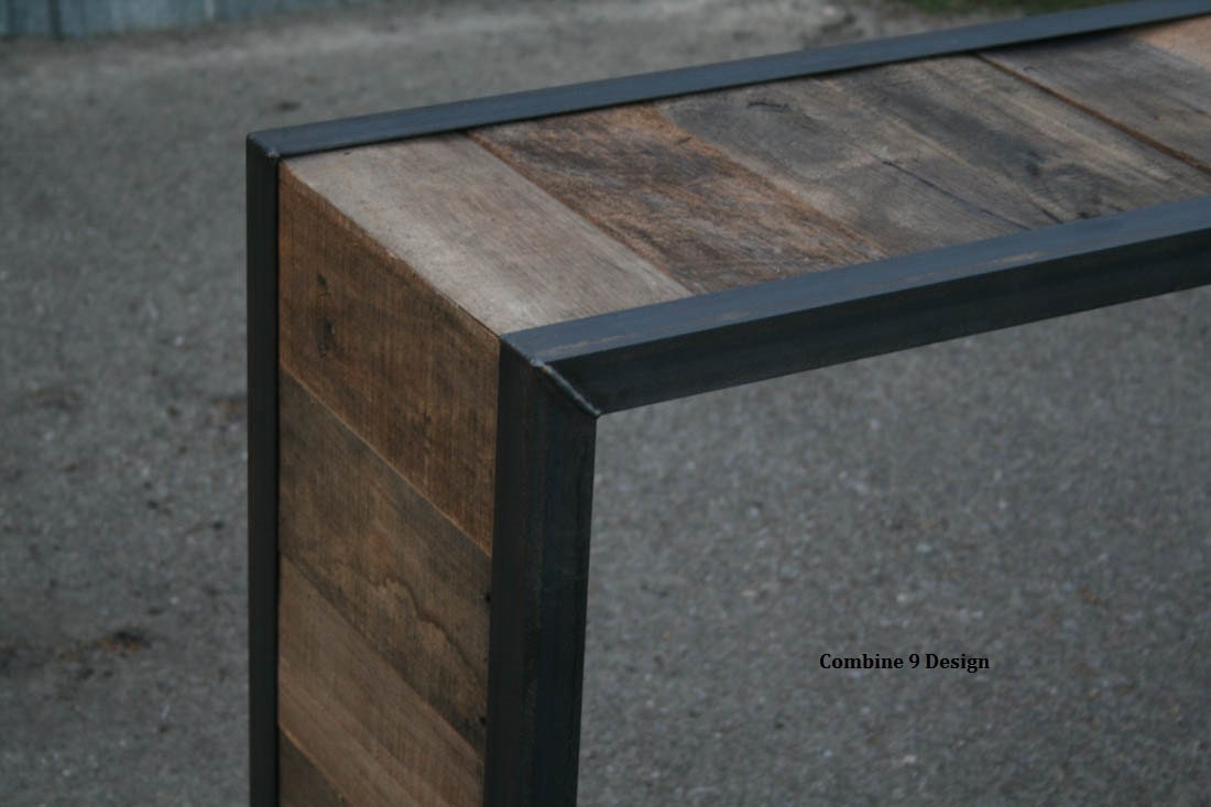 Reclaimed Wood Console Table. Vintage Industrial Sofa Table. Etsy