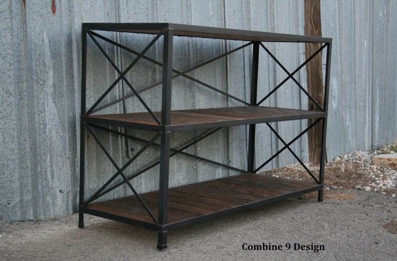Reclaimed Wood Shelving Unit. Vintage Industrial Rustic Etsy