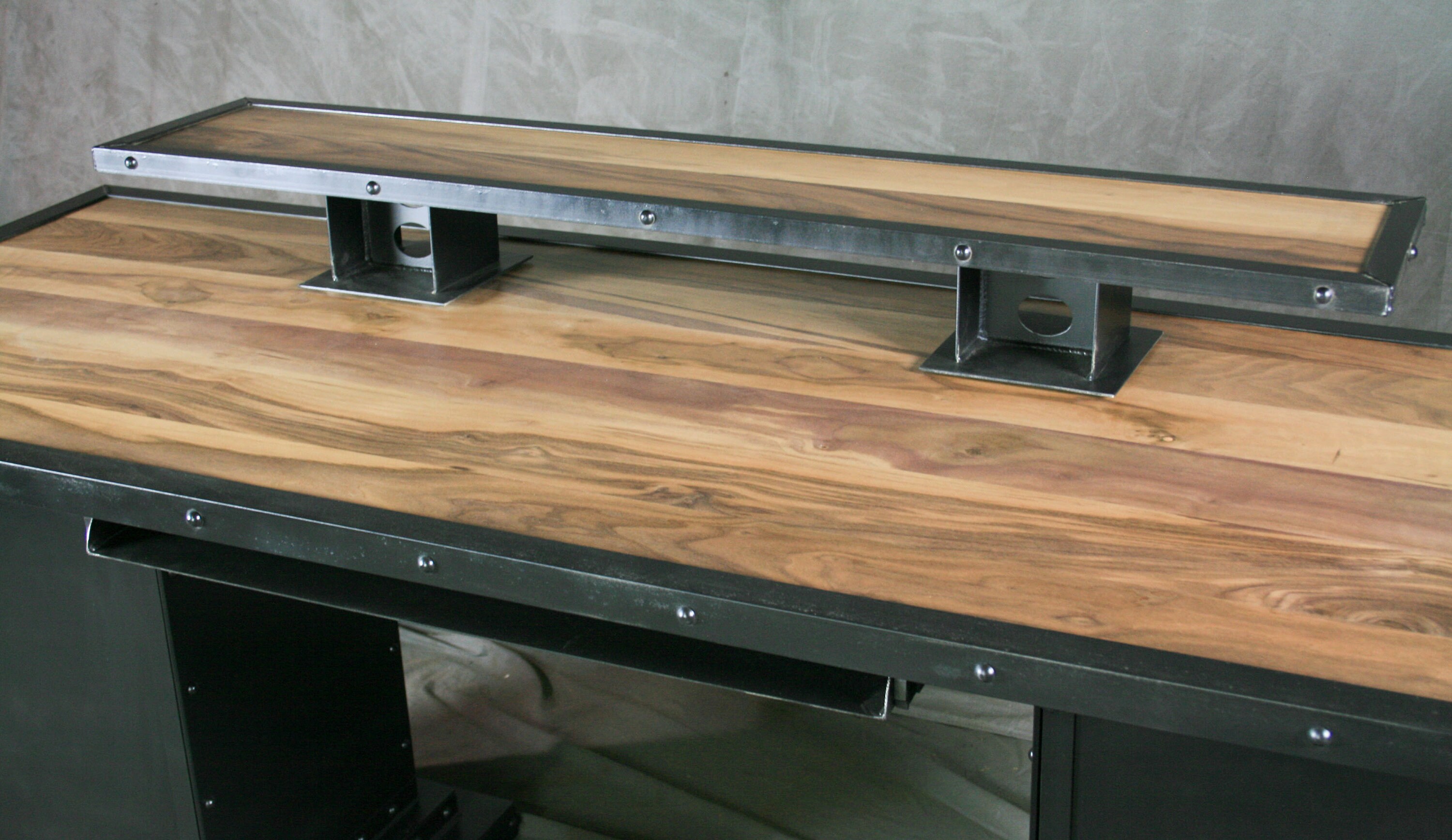 Industrial Desk With Riser Storage Bases Executive Desk Etsy