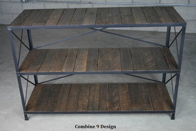 Reclaimed Wood Shelving Unit. Vintage Industrial Rustic Etsy