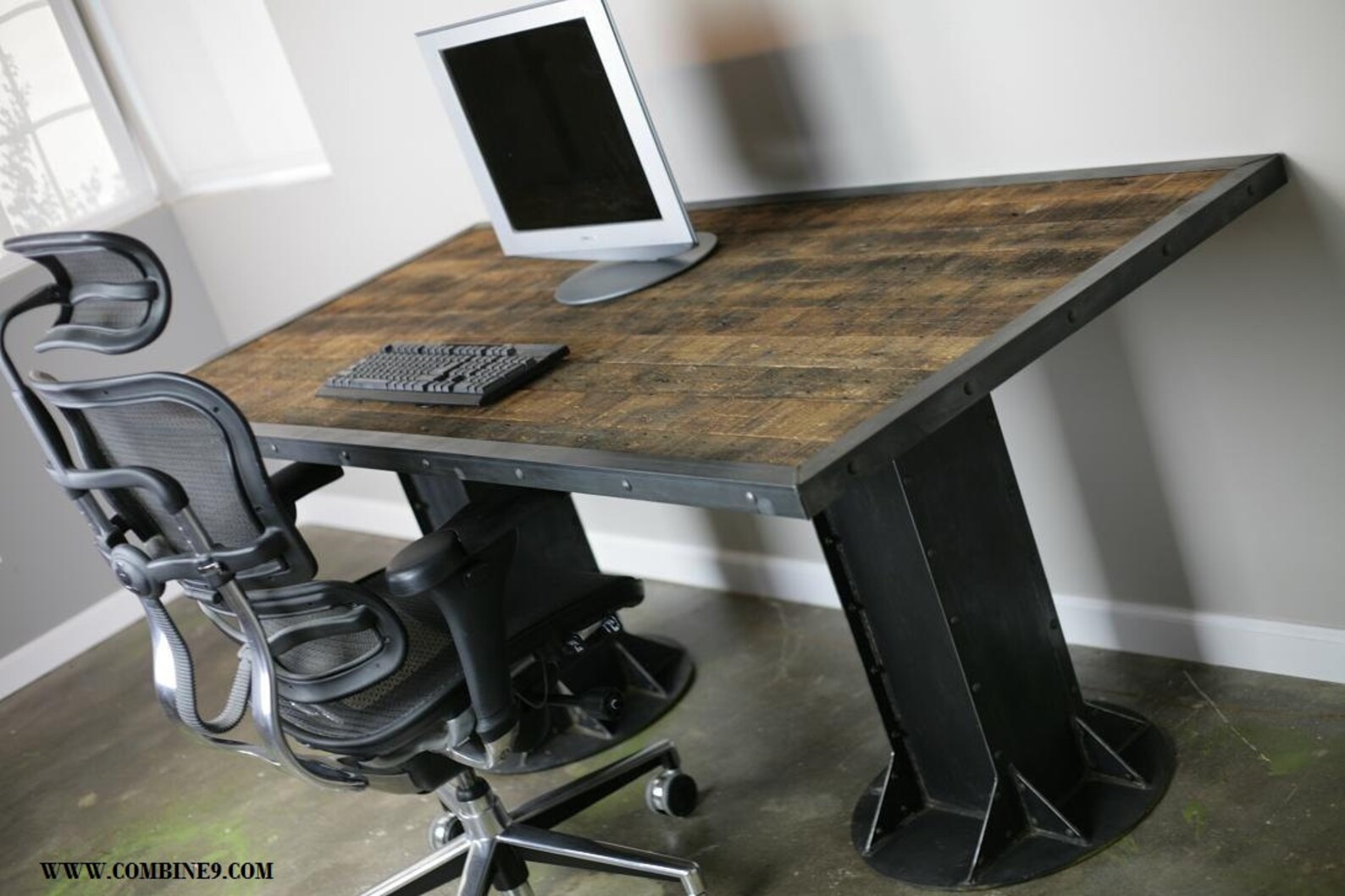 Sit Stand Desk. up Down Desk. Industrial Reclaimed Wood Desk. Etsy