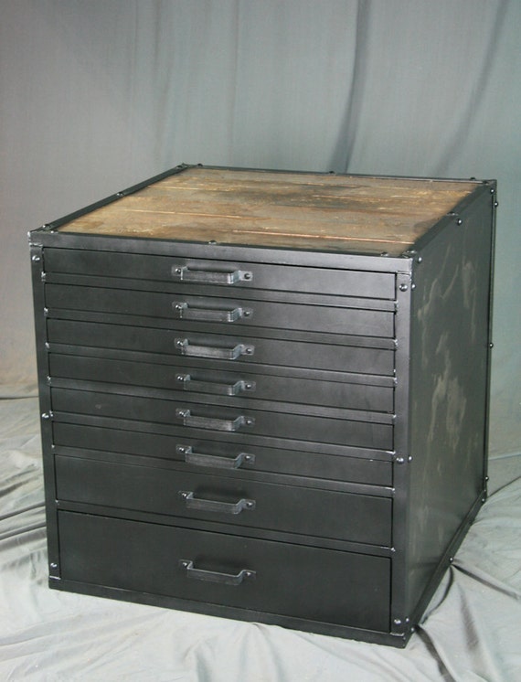 Vintage Flat File Cabinet Reclaimed, Industrial File Cabinet