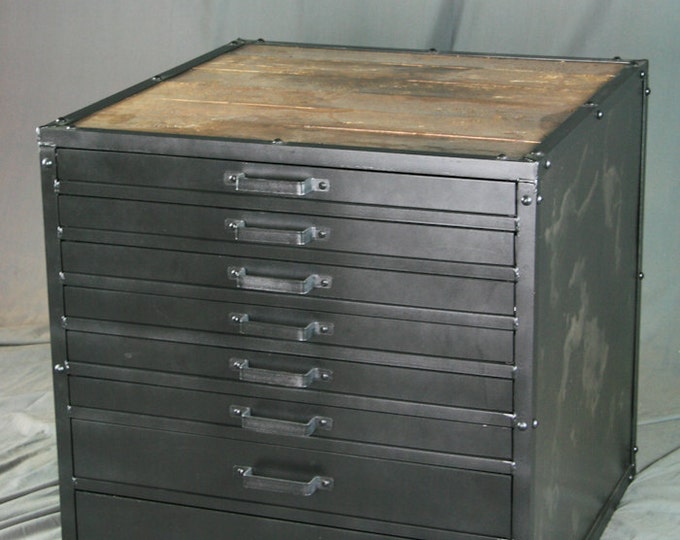 Vintage Flat File Reclaimed Wood Industrial Style Etsy