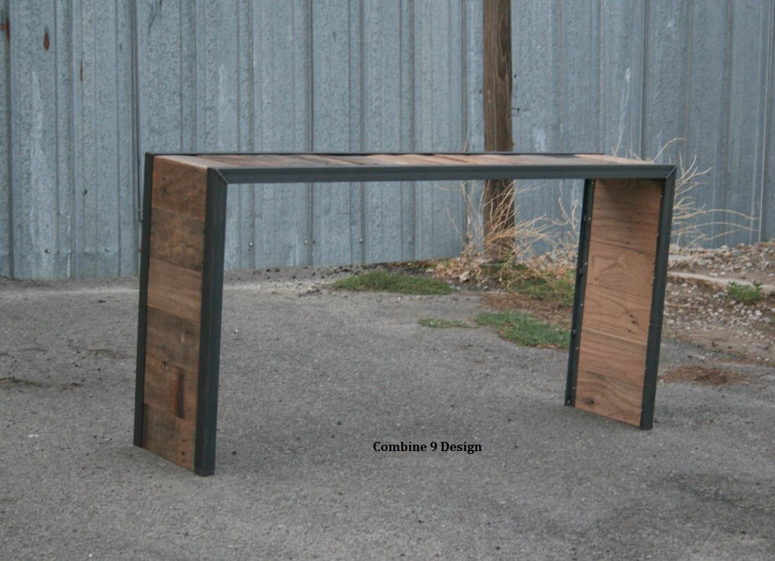 Reclaimed Wood Console Table. Vintage Industrial Sofa Table. Etsy