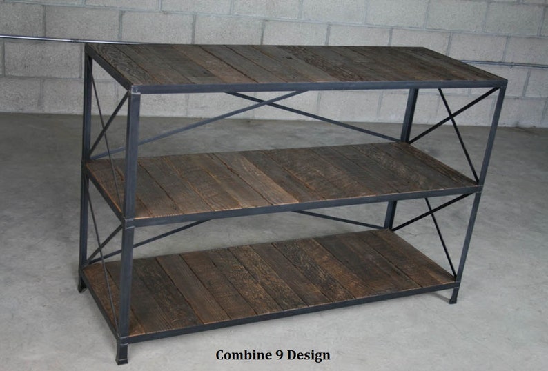 Reclaimed Wood Shelving Unit. Vintage Industrial Rustic Etsy