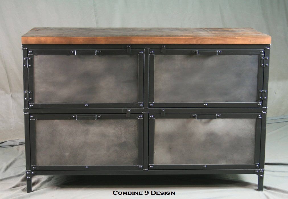 Industrial File Cabinet with Storage. Vintage industrial ...