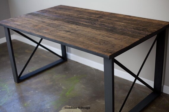 Reclaimed Wood Table Industrial Dining Table Modern Table Etsy