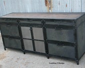 Industrial File Cabinet. Vintage industrial filing cabinet. Modern. Steel and reclaimed wood office furniture. File drawers. Customizable.