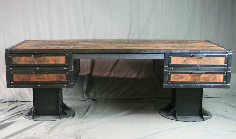 Industrial Office Furniture. Vintage Industrial Reclaimed Wood Desk with Drawers Rustic Industrial Desk Reclaimed Wood Desk with Storage
