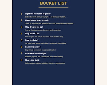 Hanukkah Bucket List Printable – Family Activity Poster + Checklist, 8 Nights of Fun
