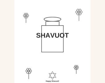 Shavuot Games Printable Pack, Jewish Holiday Family Games Coloring Memory Match Trivia Table Talk Cards