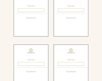 Passover Seder Table Set – Editable Place Cards, Menu & Wine Tags, Navy Gold Printable