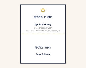 Rosh Hashanah Table Decor Set – Simanim Cards, Editable Place Cards, Wine Tags & Menu