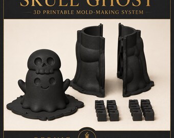 スカルゴースト3Dモールド作成キット：マスター、モールドハウジング、クリップ - 3MFデジタルダウンロード