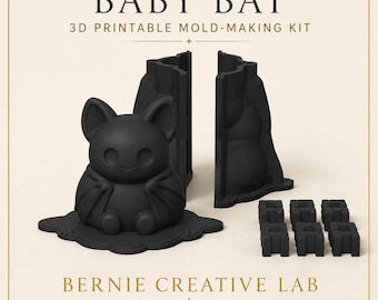 Baby Bat 3D Mold Making Kit: Master, Mold Housing & Clips - 3MF Digital Download