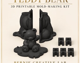 テディベア3D型製作キット：マスター型、型ハウジング、クリップ - 3MFデジタルダウンロード