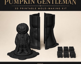 パンプキンジェントルマンジャック・オー・ランタン3Dモールドキット：マスター、ハウジング、クリップ - 3MFデジタルダウンロード