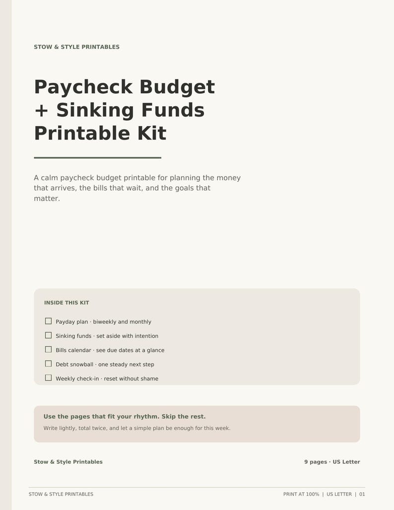Paycheck Budget + Sinking Funds Printable Kit | Biweekly Budget Planner PDF image 1