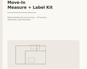 Small Apartment Move-In Measure + Label Kit | First Apartment Checklist Printable PDF