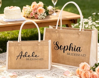 Personalized Bridesmaid Tote Bag, Bridesmaid Beach Bag, Custom Name Work Tote,Bachelorette Gifts