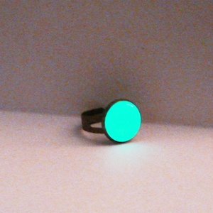 Glow In The Dark Full Moon Ring Antique Bronze - glows aqua