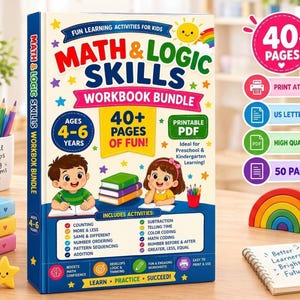 Mathe-Arbeitsblätter für Vorschulkinder | Druckbare PDF-Datei für Kinder von 4–6 Jahren, Kindergarten