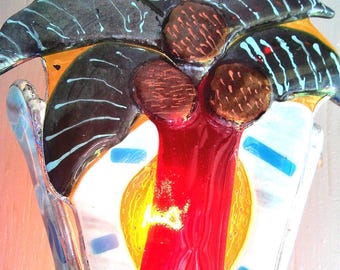 A "By The Sea Palm Tree" Fused Glass Nightlight