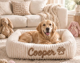 Personalized Pet Bed, Custom Name Dog & Cat Bed, Soft Cozy Puppy Bed, Pet Lover Gift,New Dogs Owner Gift
