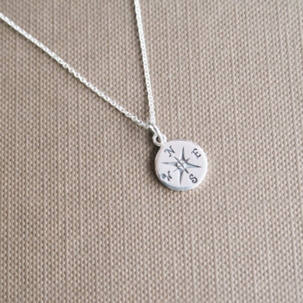 Compass Necklace, Sterling Silver Compass Necklace, Graduation Gift, Graduate Class of 2018, Journey Necklace 18"