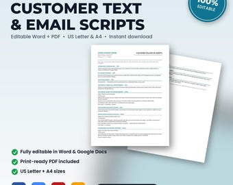 Pool Service Customer Follow-Up Scripts, Editable Word + PDF (US Letter + A4)