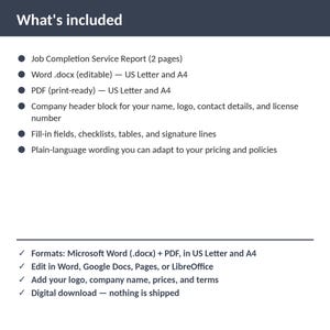 Locksmith Job Completion Service Report | Editable Word + PDF | US Letter + A4 | Instant Download immagine 2