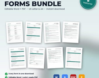 IV Hydration Clinic Forms Bundle | 8 Editable Templates: Intake, Consent, Policies, Checklists, Scripts, SOP | Word + PDF