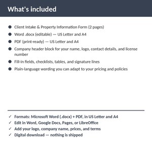 Locksmith Client Intake & Property Information Form | Editable Word + PDF | US Letter + A4 | Instant Download image 2