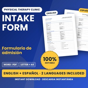 Editable Physical Therapy Client Intake Form | Health History, Medications, Allergies (Word + PDF)